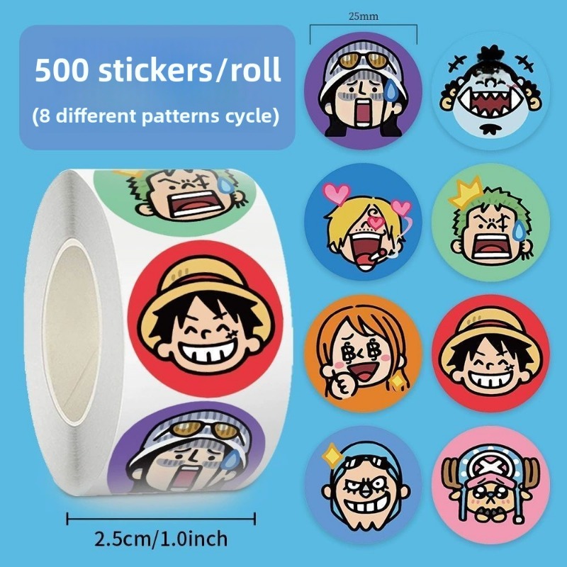 Model Kit One Piece Bandai - 500 Adesivos/Rolo One Piece: Adesivos de